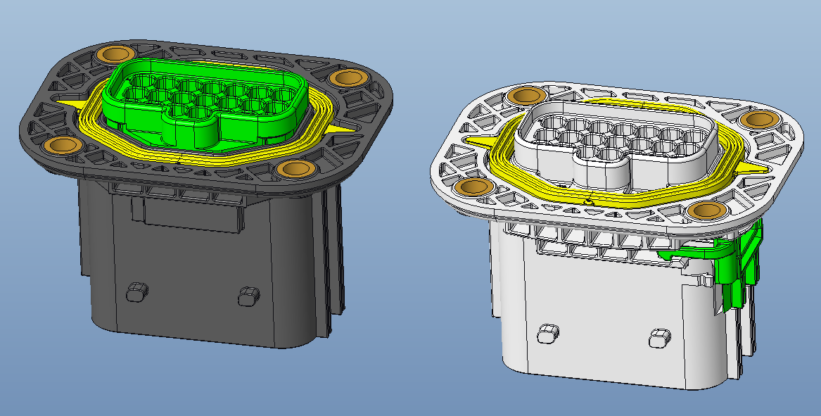 Custom connector three dimensional CAD design